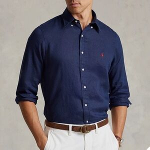 Ralph Lauren Polo Pony 100% Linen Button Down Shirt Size XXL